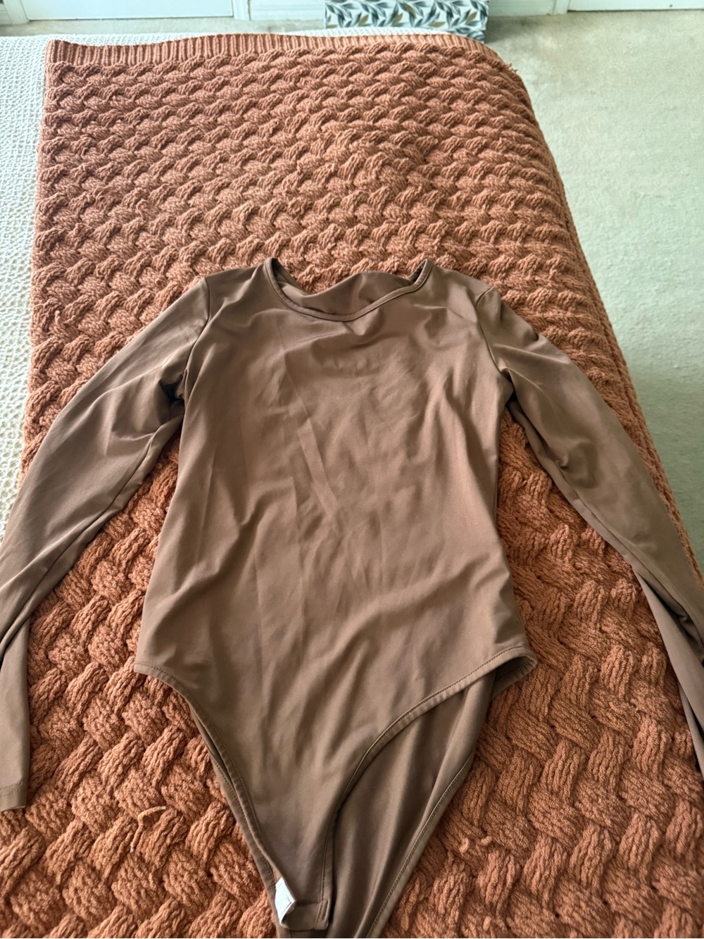SHEIN Long Sleeve Bodysuit in Brown Taupe